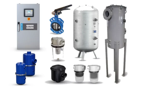 Filters, valves, separators, gauges and tanks
